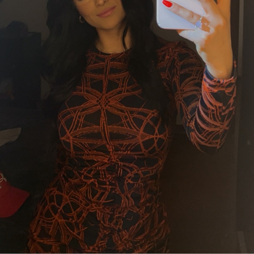 Zara patterned long sleeved mini dress